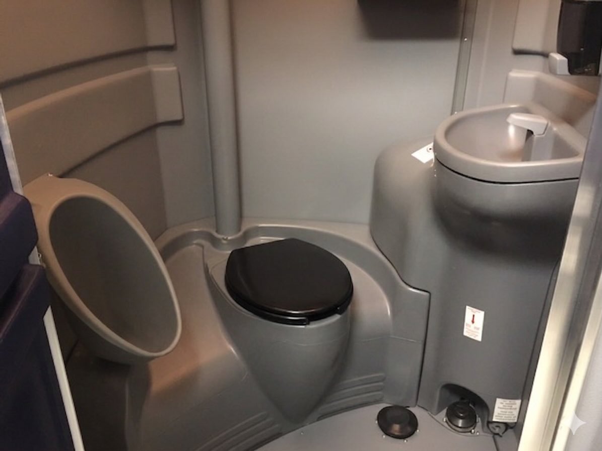 Deluxe portable toilet - interior view